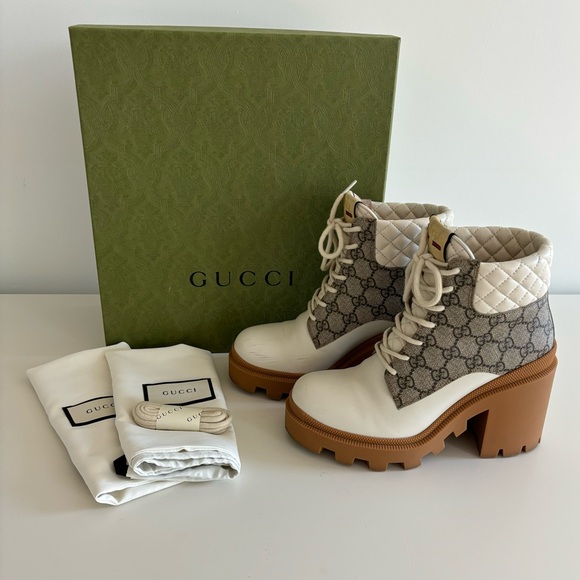 Gucci Apollo Canvas and Leather Platform Boot - Picture 1 of 14